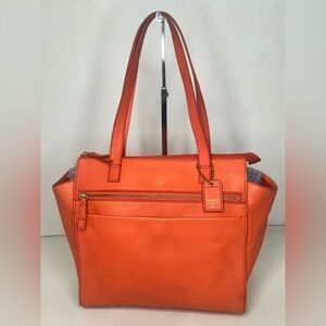Fossil Orange Tessa Leather Shopper Shoulder Bag